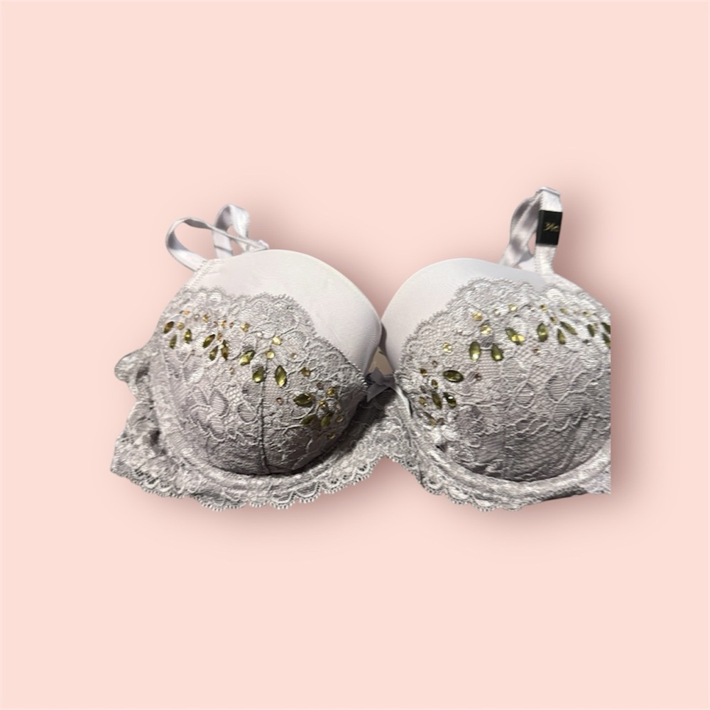Victoria's Secret Dream Angela Gray Lace Underwire Bra Sz 34C